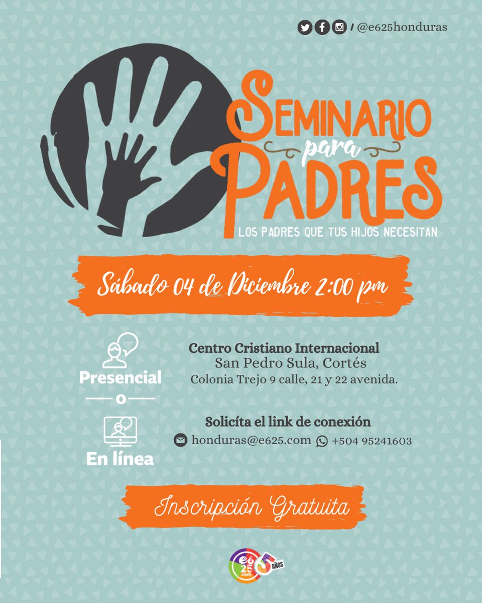 e625honduras's tweet photo. Arrancamos mes invitándolos a qué te unas a este seminario totalmente gratuito. Si eres pastor, líder, maestro o padre debes aprovechar este entrenamiento que se presentará de forma online y/o presencial (tú decides como unirte) ¡Reserva tu cupo ya! https://t.co/lgvhxmNzJr