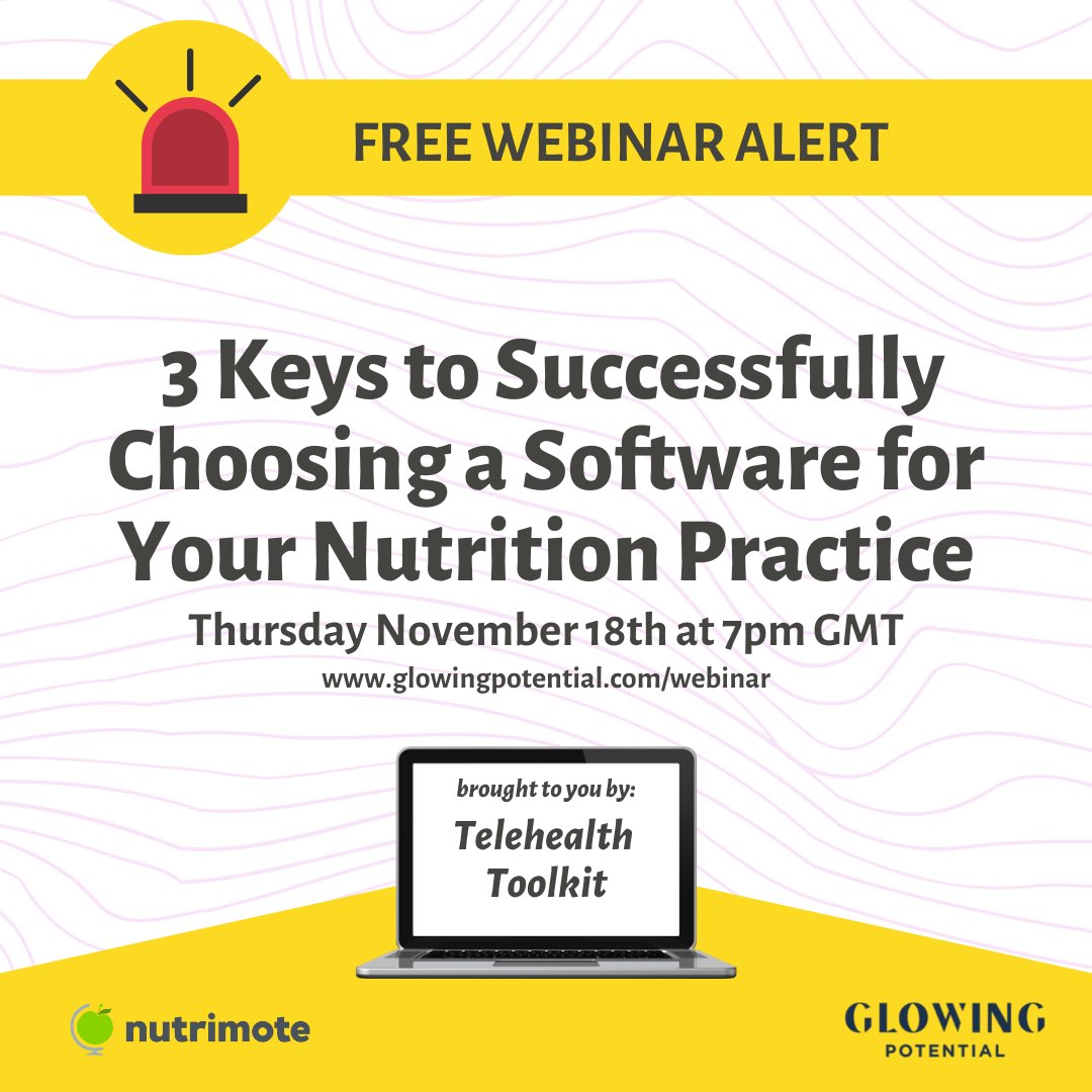 Join @dieteticspeak &amp; I on Thur, Nov 18th @ 7pm GMT for our FREE webinar on “3 Keys to Successfully Choosing a Nutrition Software for Your Practice”. 
🌟BONUS: All attendees will receive a telehealth cheatsheet comparing 3 of the hottest practice management software! 😊