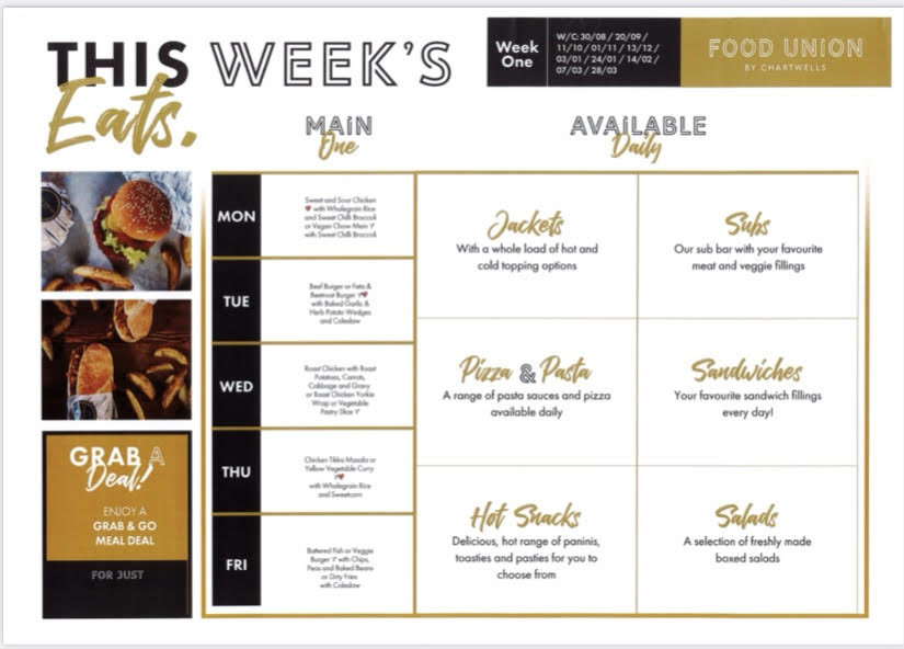 Our menus for the next term.