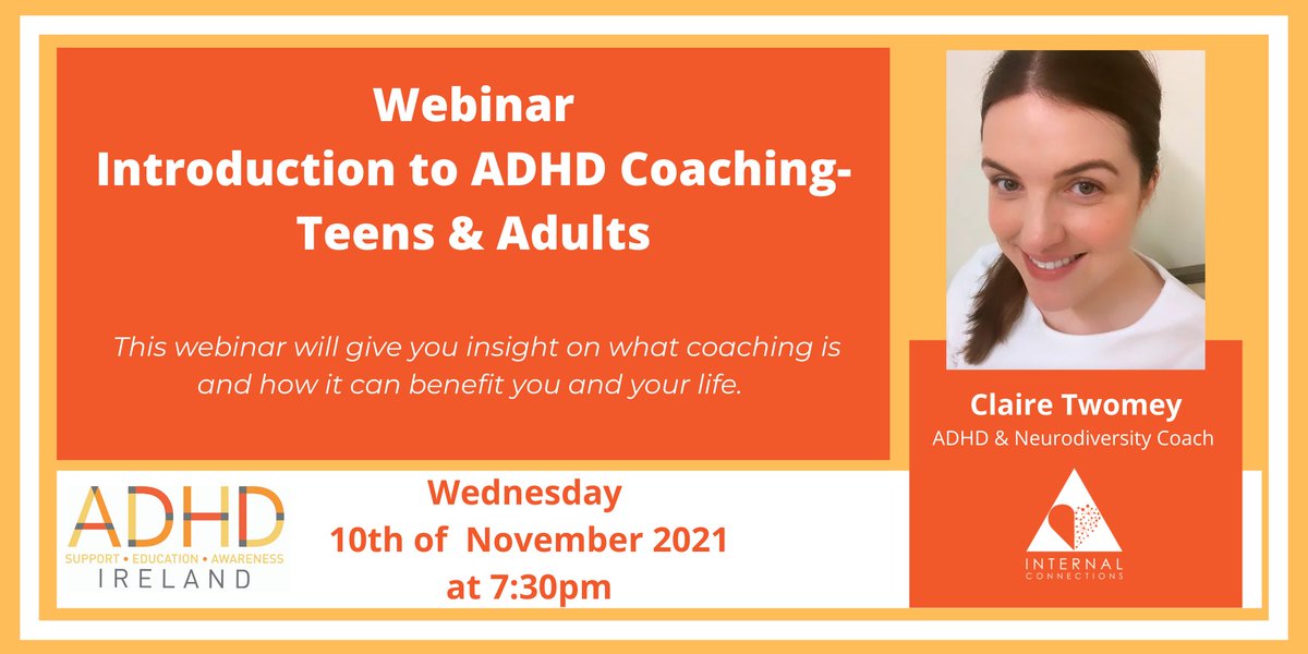 adhdireland's tweet photo. Ahead of the launch of our group coaching programme, Claire Twomey is holding a webinar to give you insight on what coaching is, how it will help and what the group programme will look like.
Follow the link to register -> https://t.co/di3y5iprLL
#adhd #ahdcoach #adhdgroup https://t.co/Rcy5473ZYQ