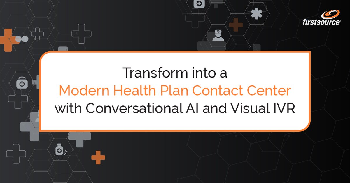 firstsource's tweet photo. Are you delivering next-gen #CustomerExperiences? #HealthPlans that leverage #ConversationaIAI and #VisualIVR in their contact centers foresee up to 20% reduced AHT and up to 80% containment rates. Learn more about Digitally Empowered Contact Center. https://t.co/pcBxYMcEva https://t.co/2urEgr0MYI