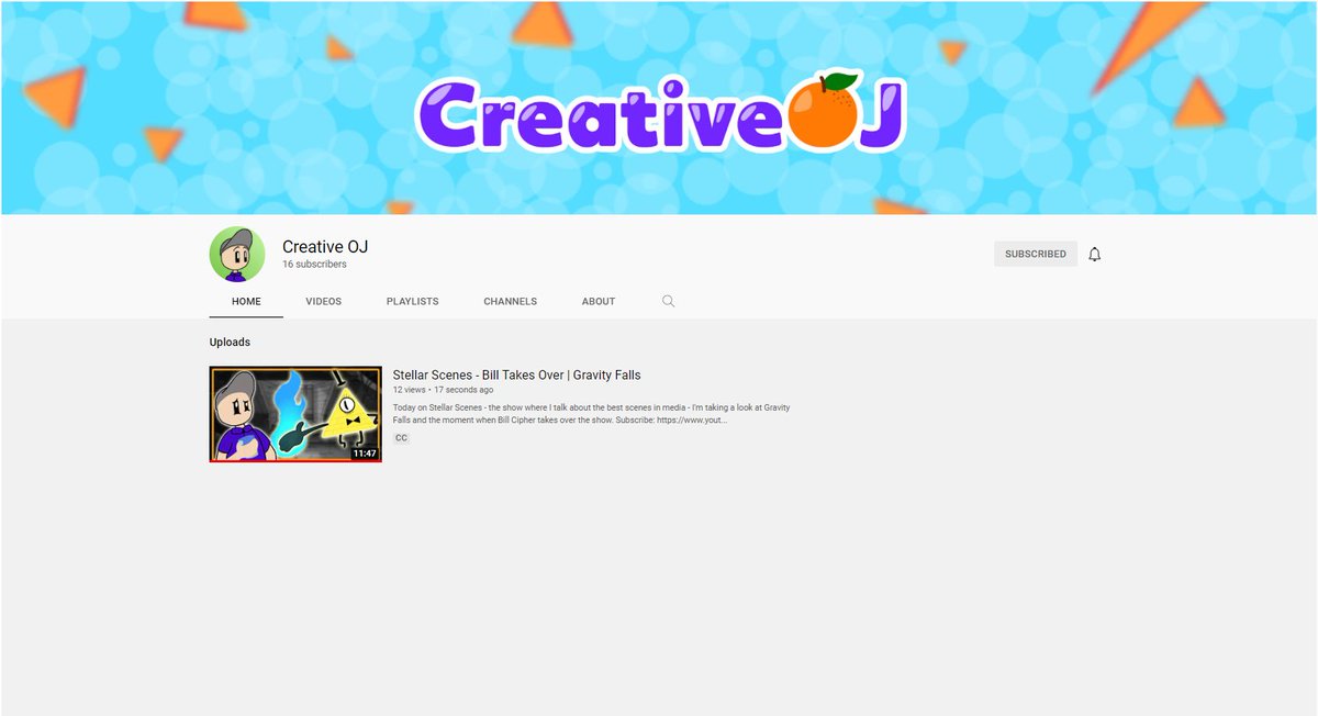 creative_oj's tweet photo. Welp, after 5 or 6 years of deliberation, I'm finally doing it. The Creative OJ YouTube channel is live! 

The first video is up now, where I discuss a Stellar Scene from Gravity Falls (one of the best animated series ever). Raise your glass and enjoy! https://t.co/0JHIQrWsJy https://t.co/AeoC0LTPAw