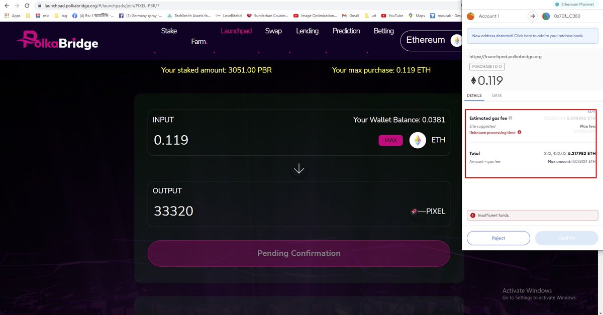ibrahim24247's tweet photo. @pixelverse1 @realpolkabridge Hello sir, Please help me. How much Gas fee was needed to transfer the allocation? This is my first time joined IDO and I didn't understand So, it's missed out! 😢What can I do now with my current alocation? https://t.co/QCasKJJZv5