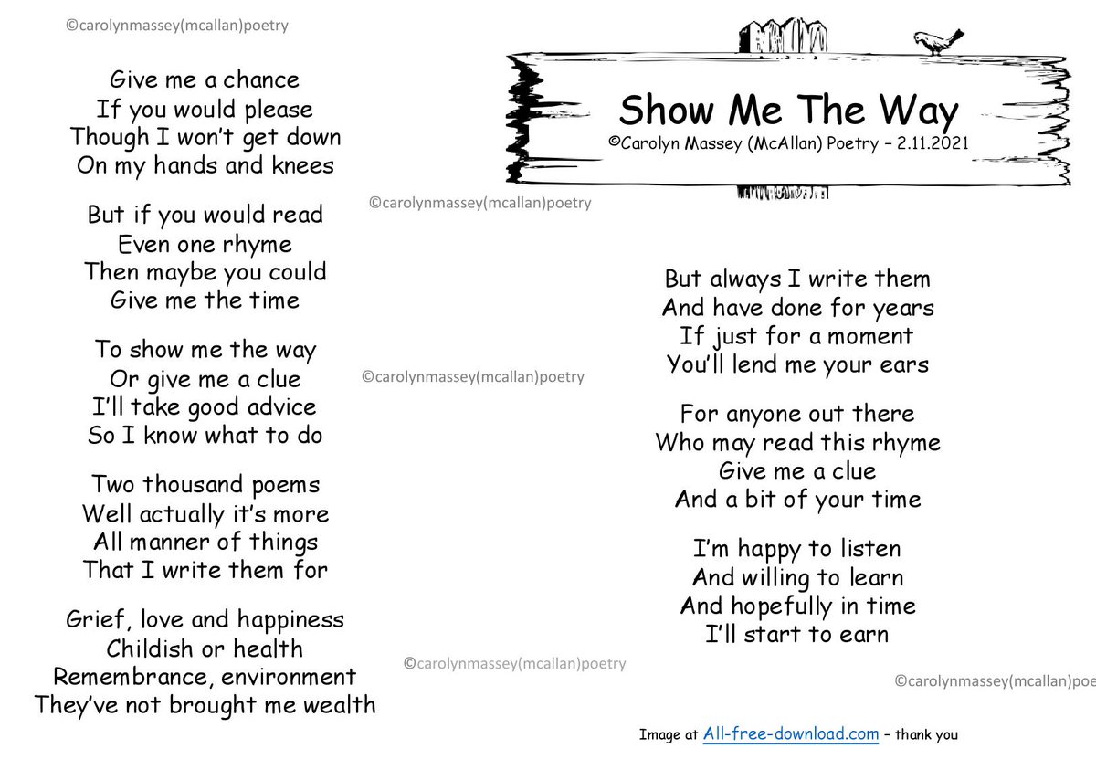 CarolynPoetry's tweet photo. Readers of my poems have asked if I have a book/use them for songs.   I have had no luck/interest and can't afford to do it myself so here goes - does anyone want to help me lol?
https://t.co/ZQwg3iAvmq

@PamAyres @GaryBarlow @edsheeran @DrBrianMay @davidwalliams @DollyParton https://t.co/AygKrxrTiw