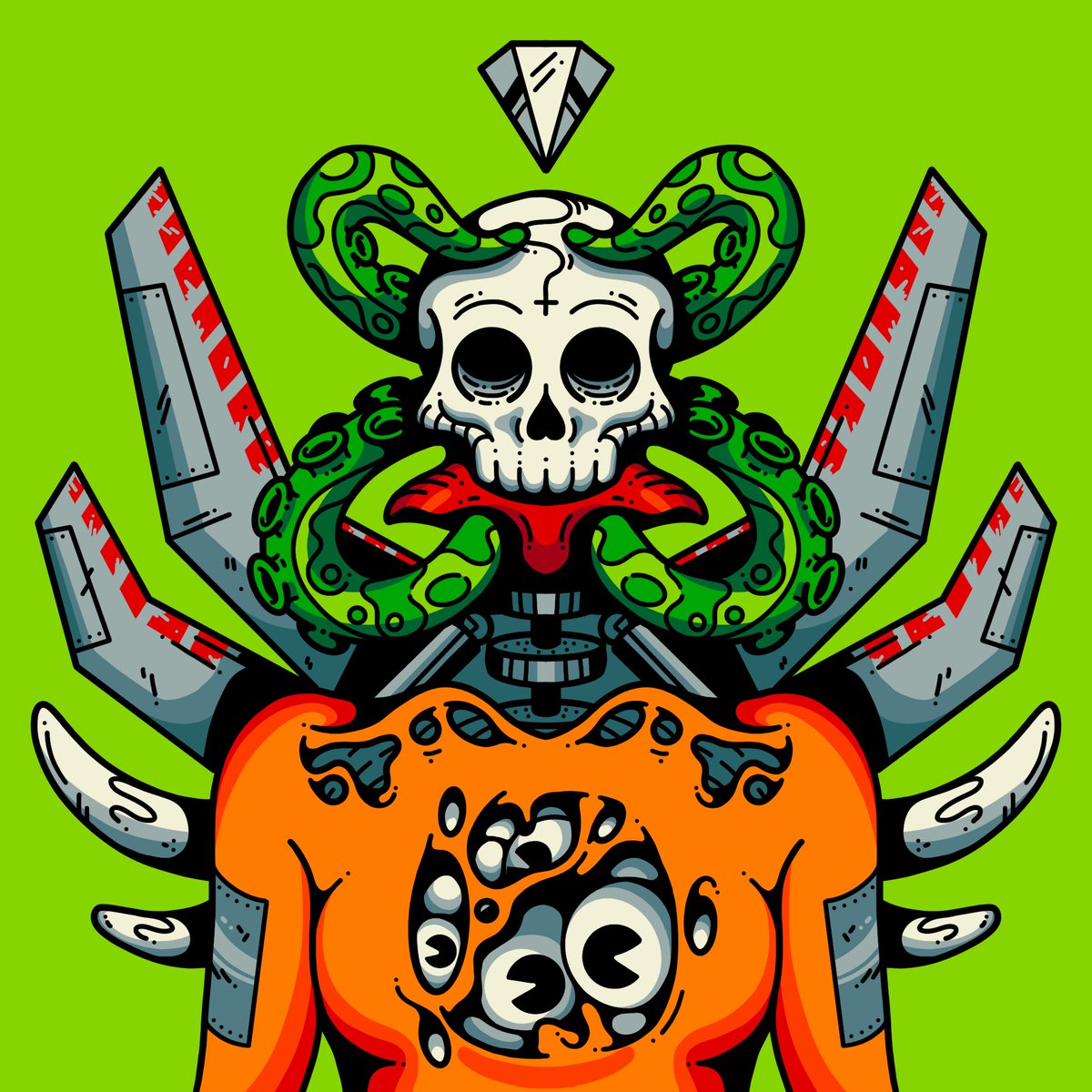 Waxbones's tweet photo. Here's a few more Waxboned derivatives. 
I love reimagining other artists incredible designs 🤘

@Jae838 @shakkablood @SkullxNFT @SurrogatesNFT https://t.co/XUpGwdNfiM