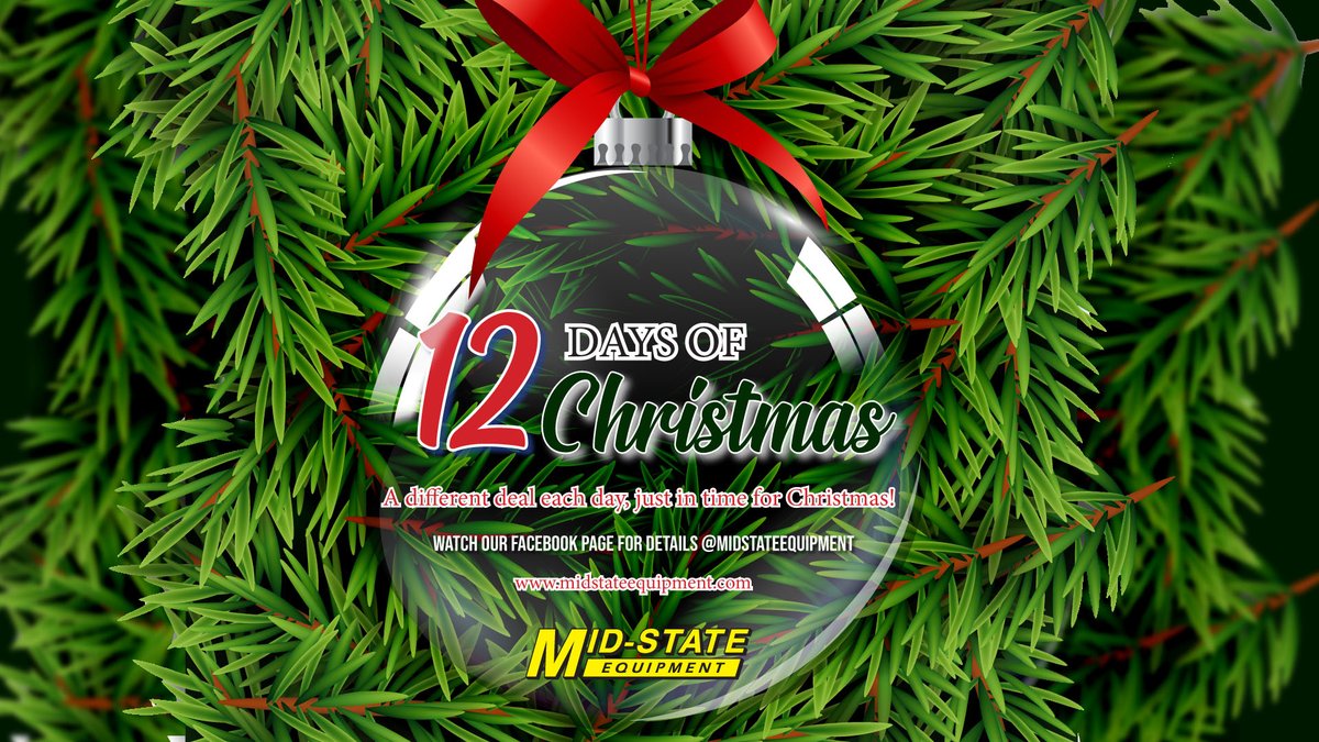MidStateEquip's tweet image. Sing along with us the sales of the 12 days of Christmas. Watch our Facebook page for the 12 best days of saving! A different deal each day, just in time for the holidays! 🎄 #12daysofchristmas