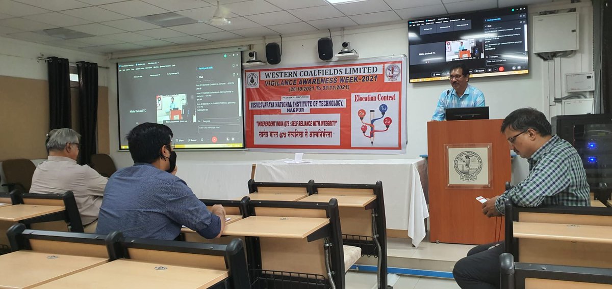 CVO_WCL's tweet photo. During the VAW-2021, a Virtual elocution competition was conducted for the students of VNIT, Nagpur by WCL. The occasion was graced by the presence of Dr. I.L. Muthreja, HOD, Mining &amp; Dr. Anupam Kher, Assistant Professor.
@CoalIndiaHQ @TeamWCL @CVCIndia @CoalMinistry @VNITN https://t.co/xjVN6TWHUl