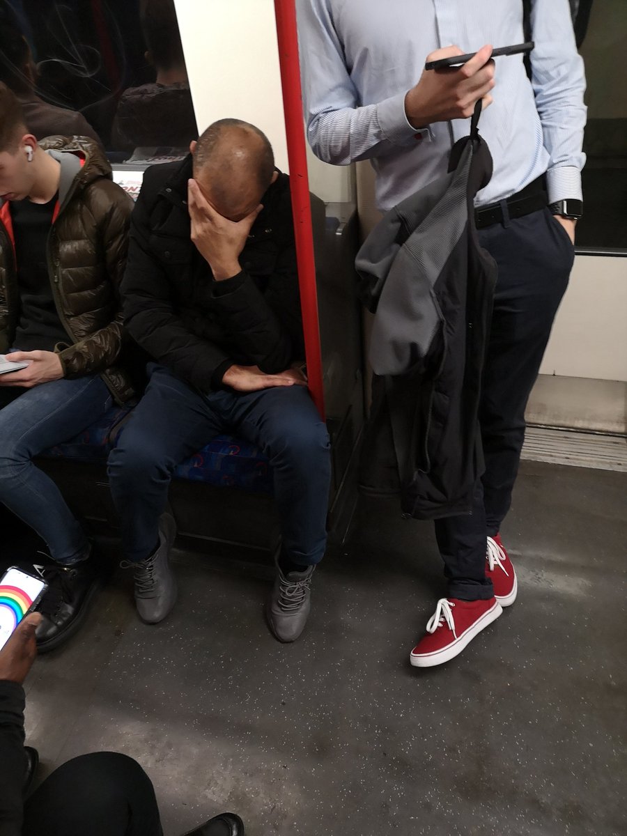 NottJonathan's tweet photo. Just saw Nuno Espírito Santo on the tube. He looks sad... Oh well 😜 
#Spurs #Nuno #londonisred https://t.co/h0G0dntfBb