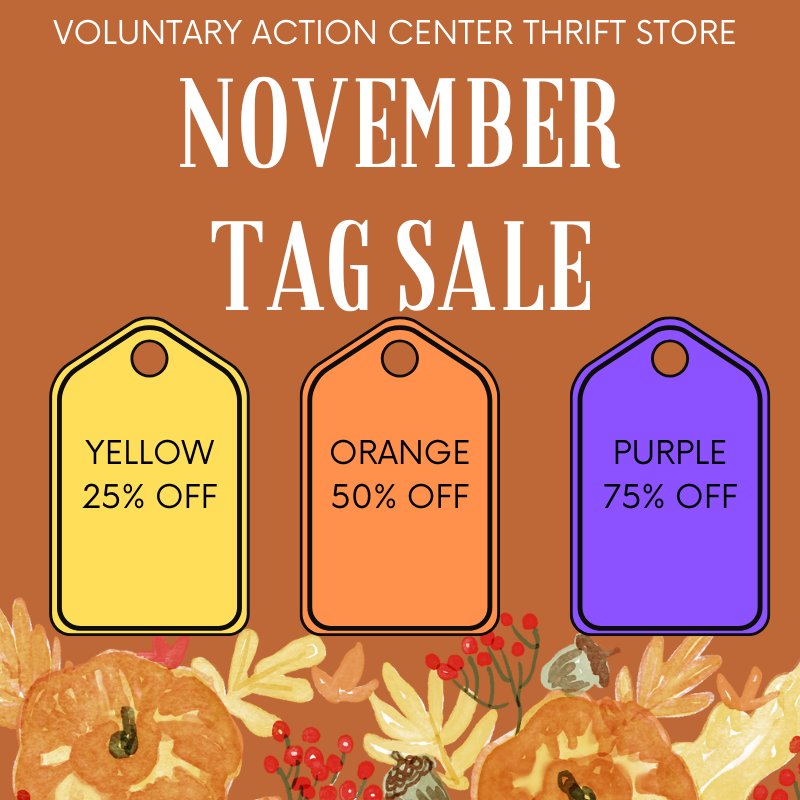 VACCalhoun's tweet photo. Don't forget to stop in the VAC Thrift Store and check out our November Tag Sale! The Thrift Store is open Monday-Saturday from 9am-5pm. All Sales stay right here in Gordon County to Help our Neighbors in Need. https://t.co/M2Zl8iXqDn