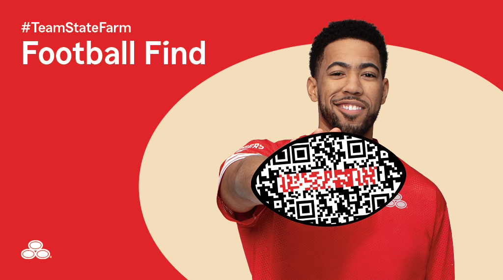 DCurryStateFarm's tweet photo. Something big is coming! Stay tuned for a digital scavenger hunt to win amazing giveaways, including signed apparel and exclusive swag from State Farm. The official #TeamStateFarm Football Find game begins this Thursday! https://t.co/b9TT3raHwn https://t.co/Lha46E8yrk