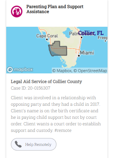 FloridaProBono's tweet photo. #TakeaCaseTuesday: Client and opposing party had a child in 2017. Client's name is on birth certificate and he pays child support but not by court order. Client wants a court order to establish support and custody. **Remote case** #probono https://t.co/tJhWOfx1Da https://t.co/YcK7pJ4hur