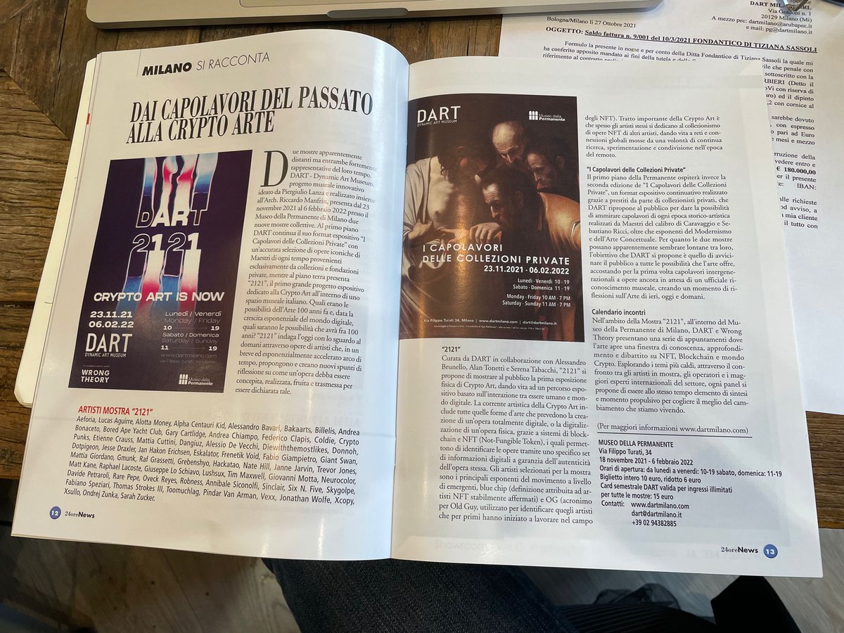 alebrunelloxyz's tweet photo. Start to say ...
from November the 23rd 2021 to February the 6th 2022 You're invited at #dart2121 The first museum exhibition of #cryptoart @ #MuseoDellaPermanente in Milan! The most important #NFT artists meet #Caravaggio and the other great masters #wrongtheory https://t.co/dX9d9dUe6N