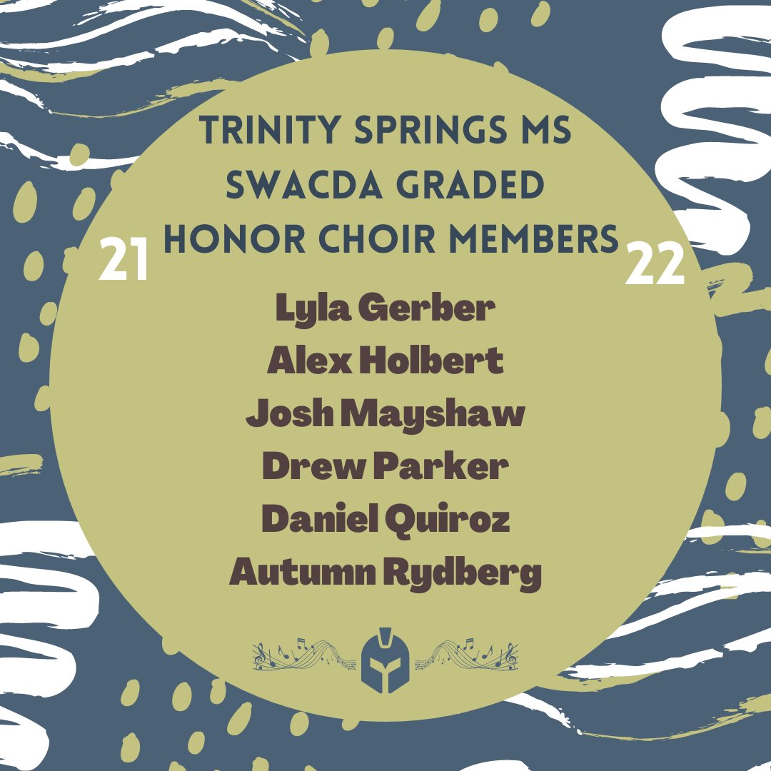 tsmschoirs's tweet photo. Congrats to all 6 of our TSMS Singers who auditioned and were selected to be in the 21-22 SWACDA National Graded Honor Choirs! We are so proud of you!! #CelebrateKISD @KISDFineArts @TSMSKeller @jbarrettTSMS @jleemed @MaganLocey @KellerISD https://t.co/bnHRYmZuy4
