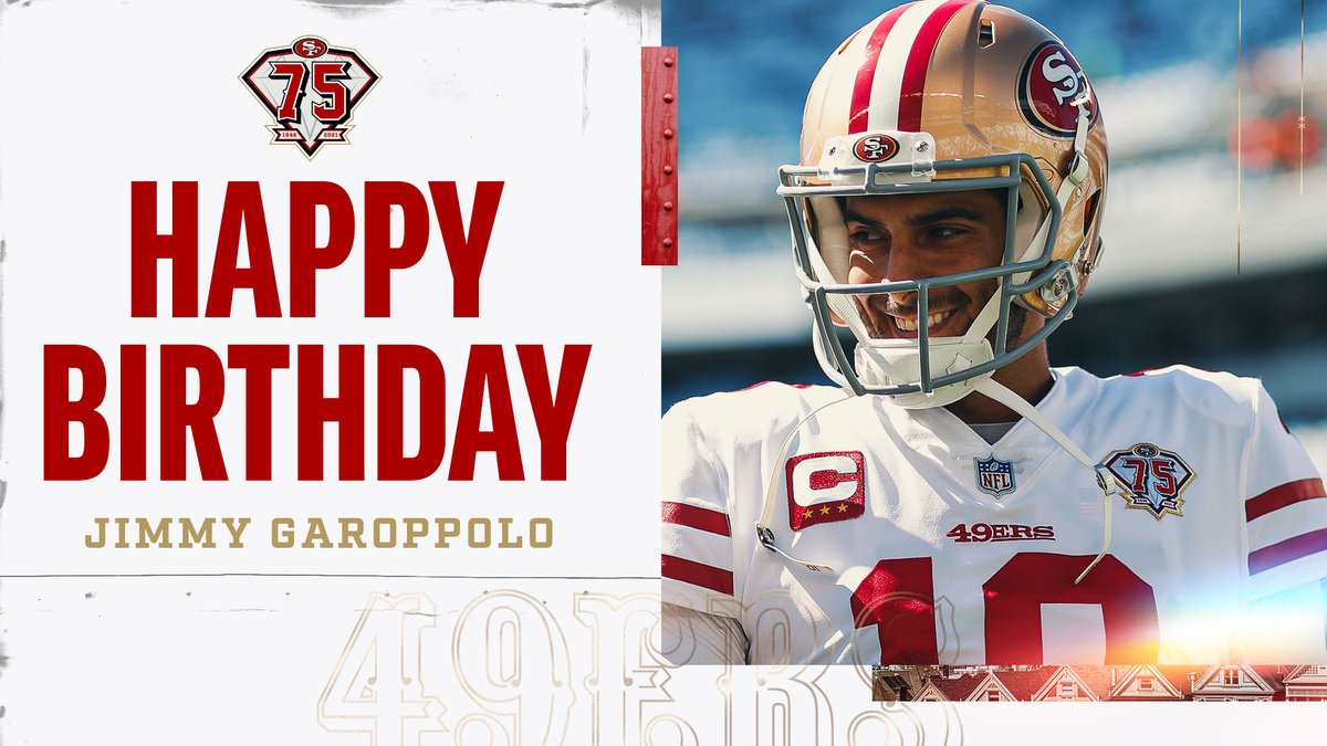 49ers's tweet photo. Happy birthday @JimmyG_10! 🎉 https://t.co/Pttcy8h6KW