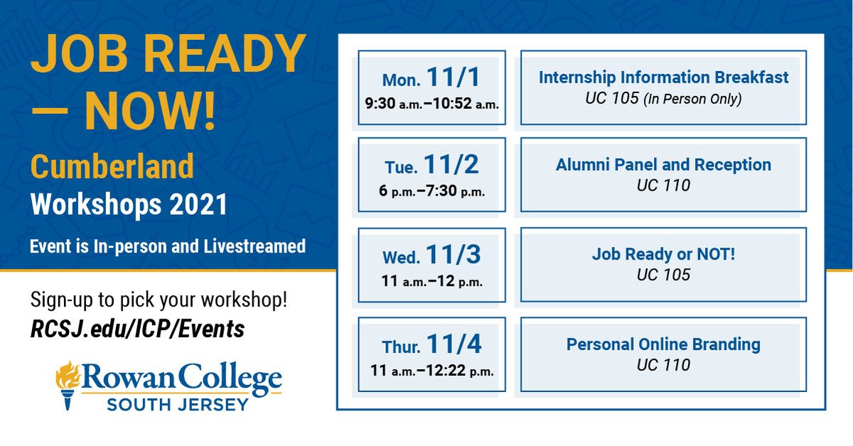 Day 2 on our Cumberland Campus! We can't wait to see you! 
#RowanCollege #RCSJ #JRN #JobReadyNow 
RCSJ.edu/ICP/Events