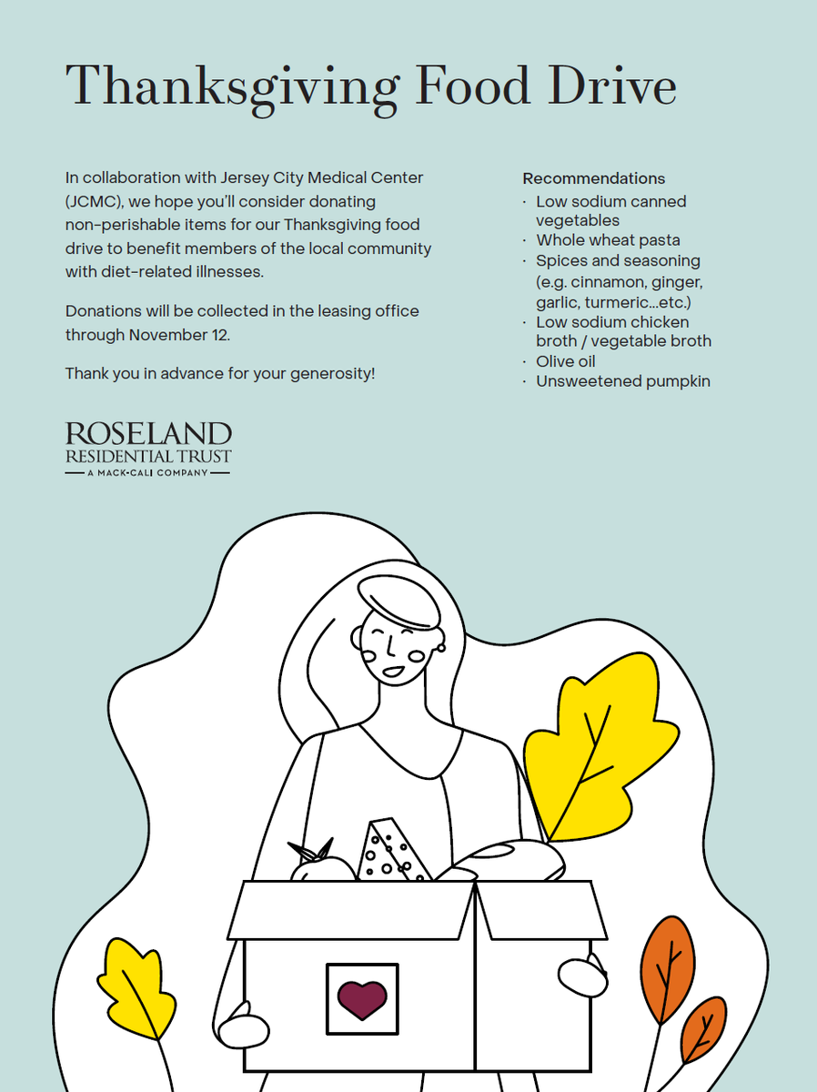 RiverHouse11apt's tweet photo. We hope you'll consider donating non-perishable items for our Thanksgiving food drive to benefit members of the local community! https://t.co/zKjH2tClsY