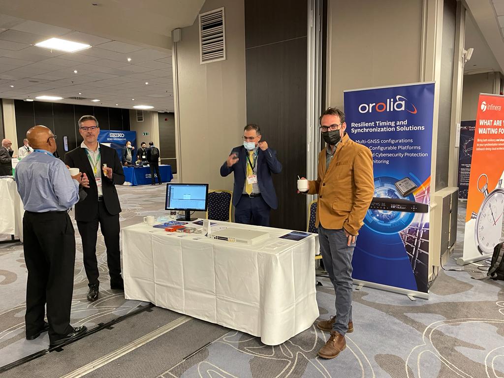 SafranNT's tweet photo. Our team is set up at the @ITSFevent today.

Join Emmanuel Sicsik-Pare, Miguel Fernandez, Benoit Rat of @sevensols, David Godwin and Stavros Melachroinos at the Orolia booth.

#ITSF2021 #Timing #Synchronization #SecureSync #EdgeSync #SevenSolutions #Orolia https://t.co/wnM5OGKCma