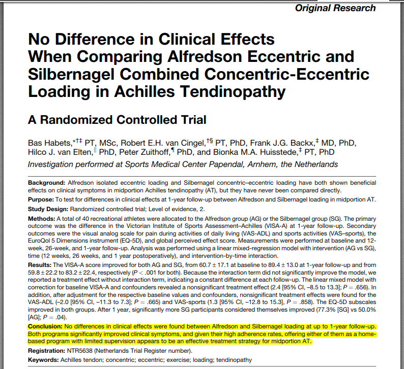 PhysioMeScience's tweet photo. No Difference in Clinical Effects When Comparing Alfredson Eccentric and Silbernagel Combined Concentric-Eccentric Loading in Achilles Tendinopathy: A Randomized Controlled Trial

👀👀👇👇🦶🦶

https://t.co/V6Iw1DqMPU https://t.co/79MmbYdugW