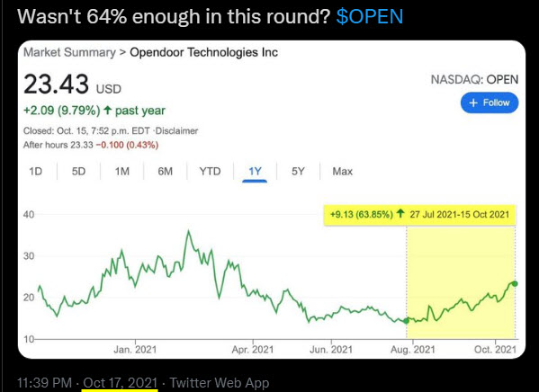 silberschmelzer's tweet photo. @SilbergleitJr As we said before, $OPEN is an $80 stock long term, but in the meantime, Silbergleits gotta trade #optons to make money so we can feed ourselves. I know you guys trade as a hobby, we live from it. Literally. https://t.co/3wzcqewm7B
