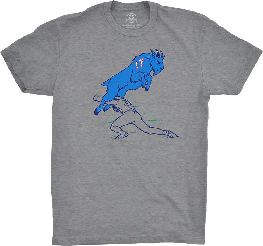 26shirts's tweet photo. Just one week left to order "Jumping GOAT"! Help us help Nate Gebbie with your purchase! Presented by @WestHerr: https://t.co/LRVs0PNnIN #BillsMafia #GoBills https://t.co/M80bbFekJw