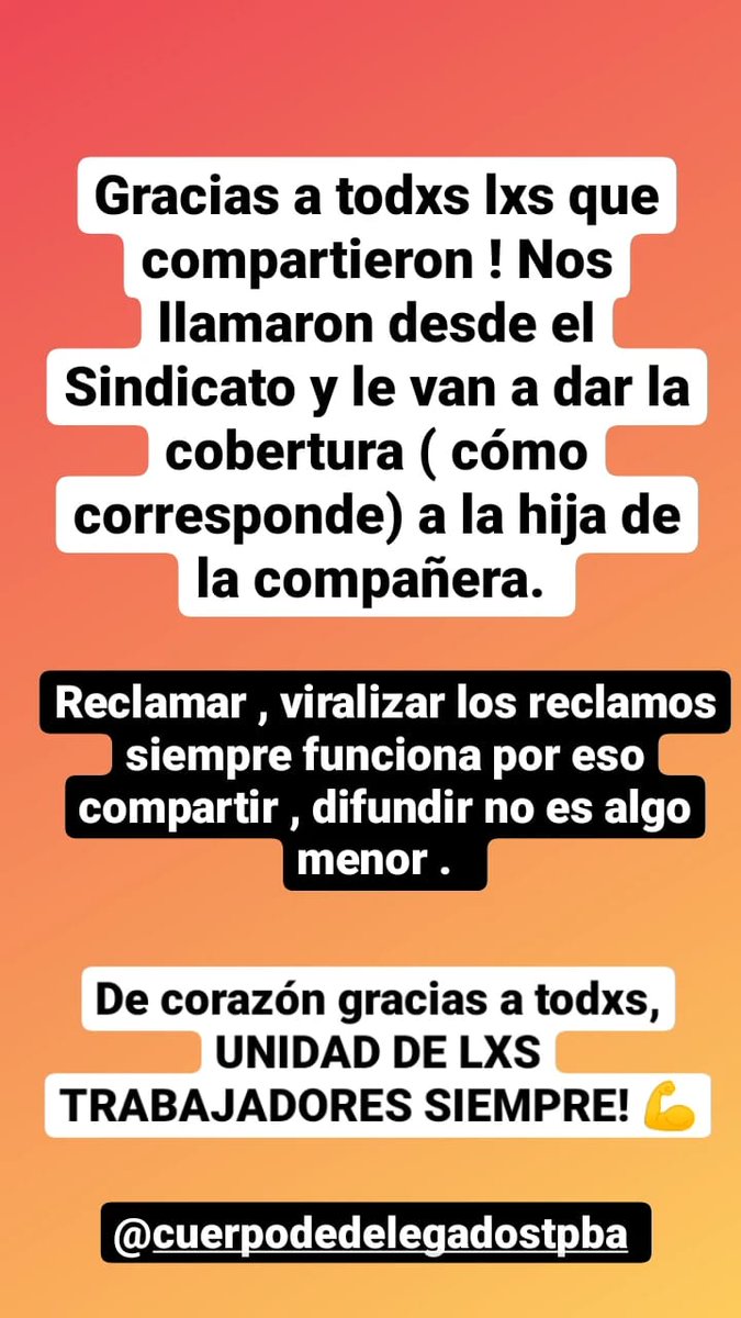 Gracias a todxs lxs que compartieron. Después de 15 días recibimos respuestas . Unidad de lxs trabajadores siempre 💪💪