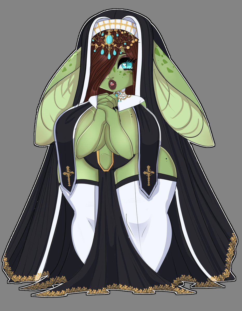 So, she's no name yet, but ive been getting art of a nun gobbo I've recently adopted.

Won't you come confess your sins to  such a beacon of purity, *personally?*