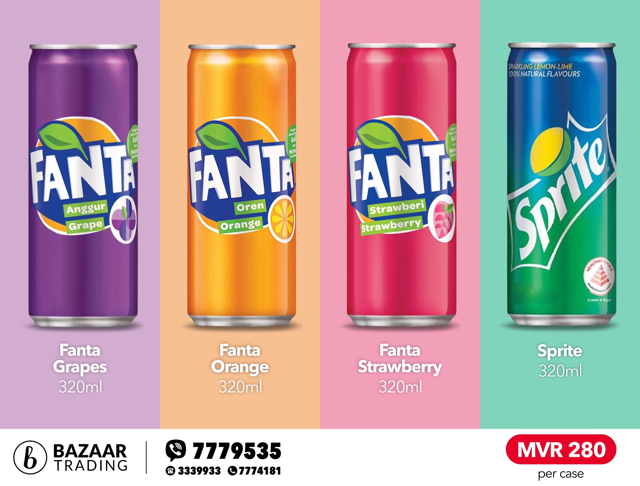 توییتر \\ Bazaar Trading در توییتر: «Fanta Grapes, Orange, Strawberry and  Sprite 320ml (Case) MVR 280 Call 3339933 or Viber 7779535 to order. #Fanta # Sprite #BazaarTrading #Wholesale #Retail https://t.co/GkrhuJunox»