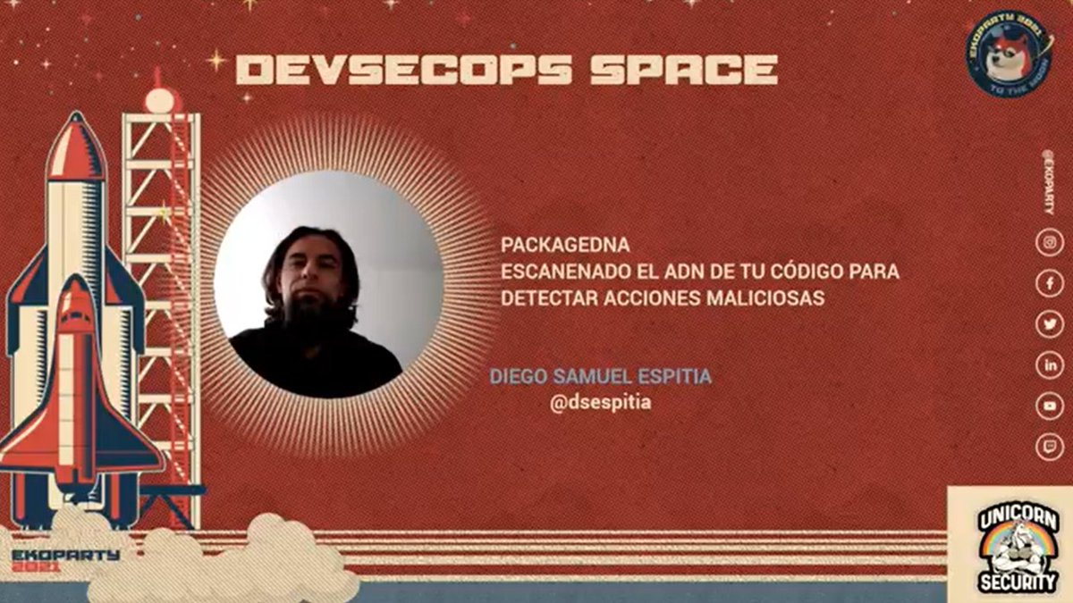 DevSecOps_eko's tweet photo. 🚨We're ready! it's starting @ekoparty and our space - Detectando actividad maliciosa en el ADN de tu código - @dsespitia - Saturday, November 6 17:45 to 18:15 (GMT-3) on stage 4 https://t.co/xnranPWMcV