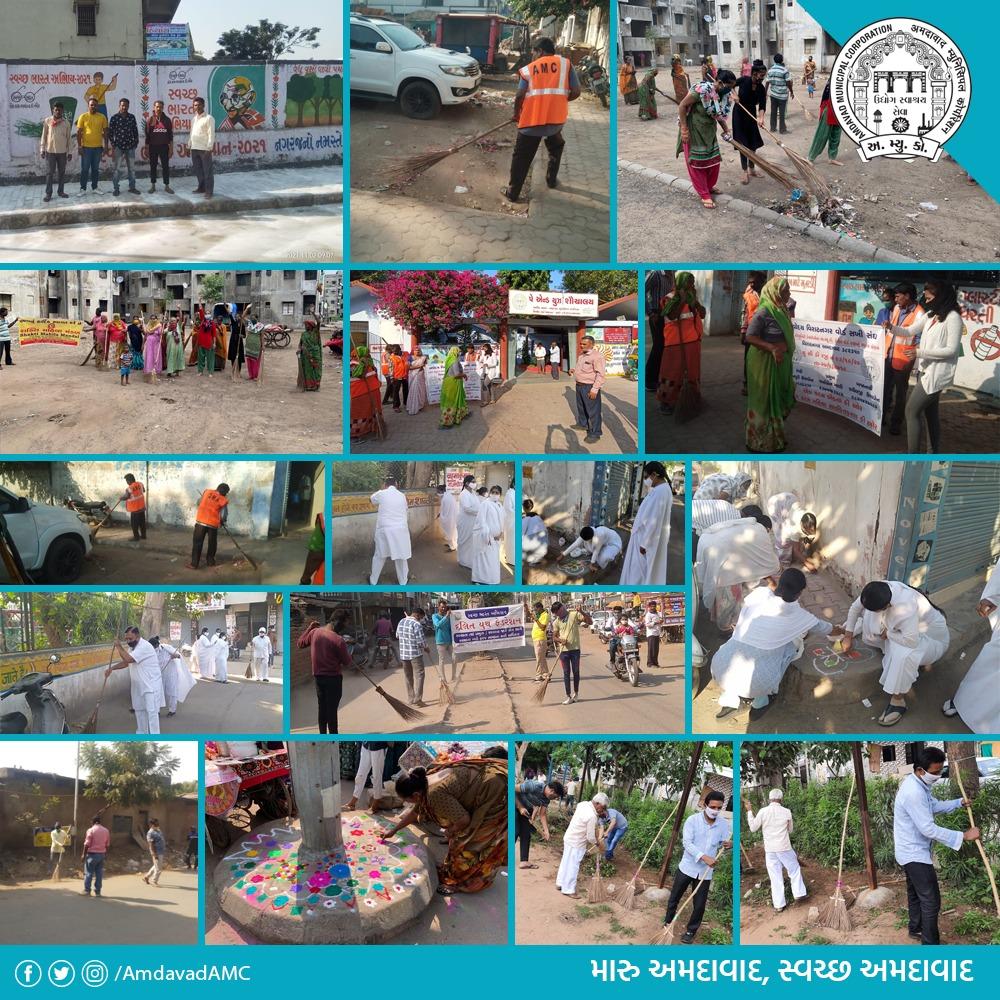 AmdavadAMC's tweet photo. #SwachhBharatMission2.0 #સ્વચ્છતાઝૂંબેશ અંતર્ગત #TeamSWM_AMC દ્વારા શહેરના વિવિધ વિસ્તારોમાં સેવાભાવી સંસ્થાઓ, ધાર્મિક સંસ્થાઓ અને નાગરિકોના સહયોગથી ગંદકી થતી હોય એવાં વિસ્તારોમાં સફાઈ અને બ્યુટીફિકેશન ડ્રાઇવ યોજવામાં આવી. https://t.co/re73W60qgY