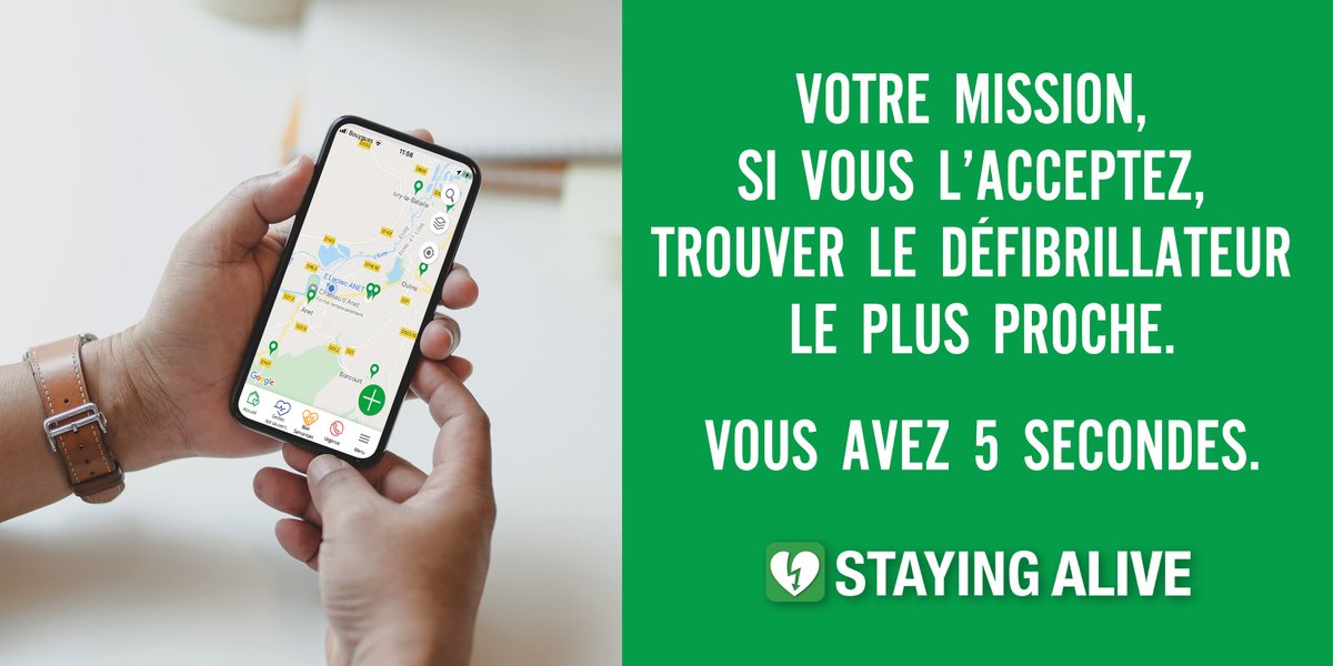 Avoir Staying Alive sur son mobile, c’est avoir accès gratuitement à la plus grande base de défibrillateurs dans le Monde dont plus de 100.000 en France. 
Vous pouvez aussi vous y inscrire sur le Bon Samaritain, téléchargez Staying Alive !
stayingalive.org