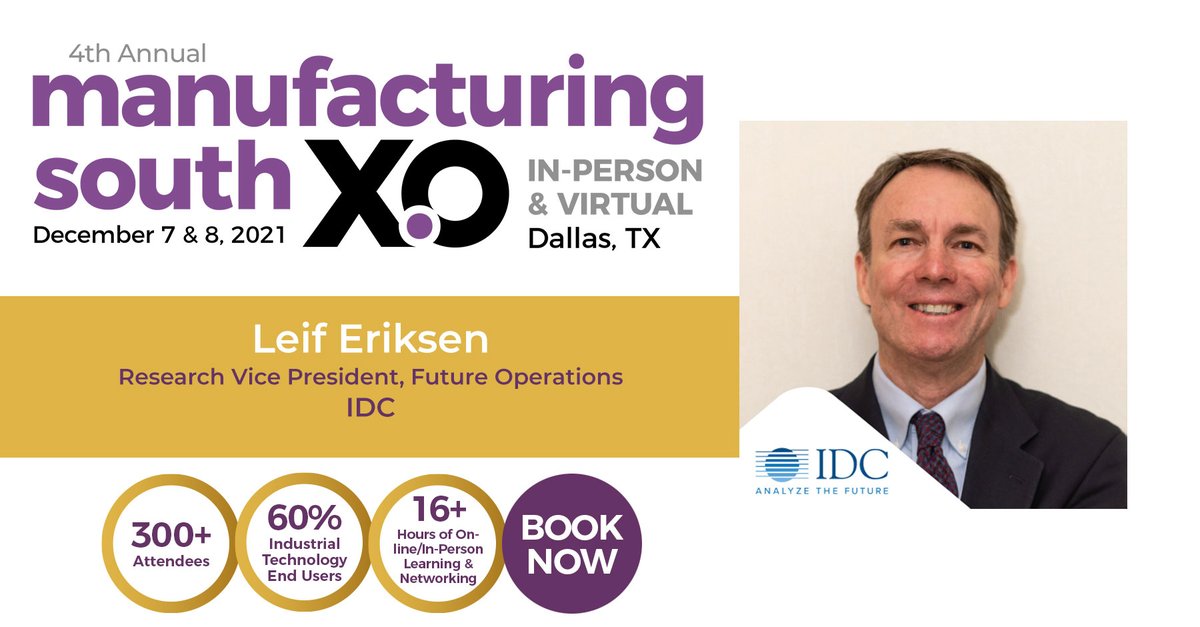 IoB_News's tweet photo. At Manufacturing X.0 South, Leif Eriksen from IDC will examine how digitally ready companies are rebuilding their digital technologies, new organizations, and their data management processes to support faster and more effective decisions. https://t.co/i3yaa4Yi3G https://t.co/2ep175NMs4