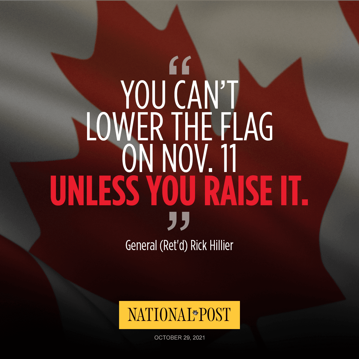 erinotoole's tweet photo. Lowering the flag to recognize our tragic history of residential schools was the right thing to do. As we approach Remembrance Week, we need to raise our flag so we can honour our veterans and remember the sacrifices of those who fought for our freedoms. https://t.co/sAQMdvzUm0