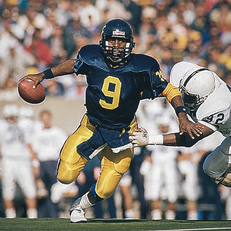 WVUfootball's tweet photo. Major Harris' No. 9 will be officially retired this Saturday.

His legacy will forever live on to the thousands of West Virginians who became lifelong Mountaineer football fans after watching him play.

#HailWV
