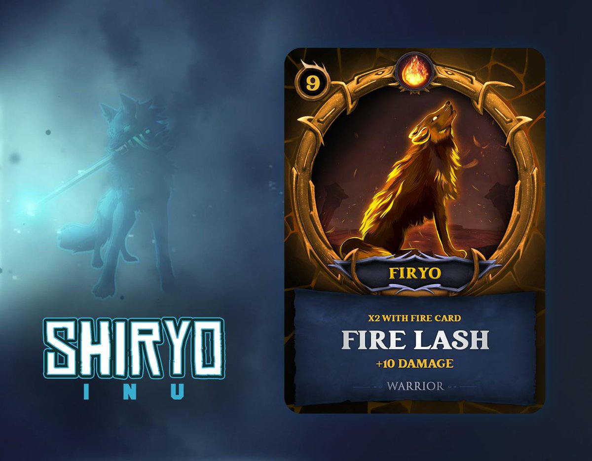 Shiryo_Official's tweet photo. Here is sneak peak at one of the fire cards available to buy via our NFT card game 👀 Keep an eye out of more sneak previews!! 

#shiryoinu #NFTGAME #NFT #shiryoarmy https://t.co/gH7gtnHxA7