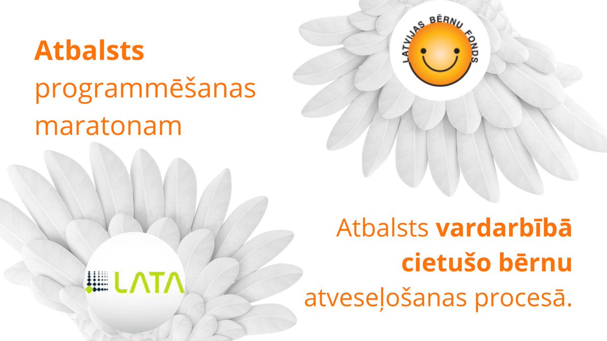 🤍 Ziedo #WhiteFriday 
<a href="/LATA_org/">LATA</a> vēlas savākt līdzekļus skolēnus izglītojošam pasākuma -  atvērto datu hakatonam jeb programmēšanas maratonam.
👉lata.org.lv
<a href="/LBF_Latvija/">Latvijas Bērnu fonds</a>  vēlas palīdzēt vardarbībā cietušo bērnu atveseļošanas procesā. 
👉lbf.lv