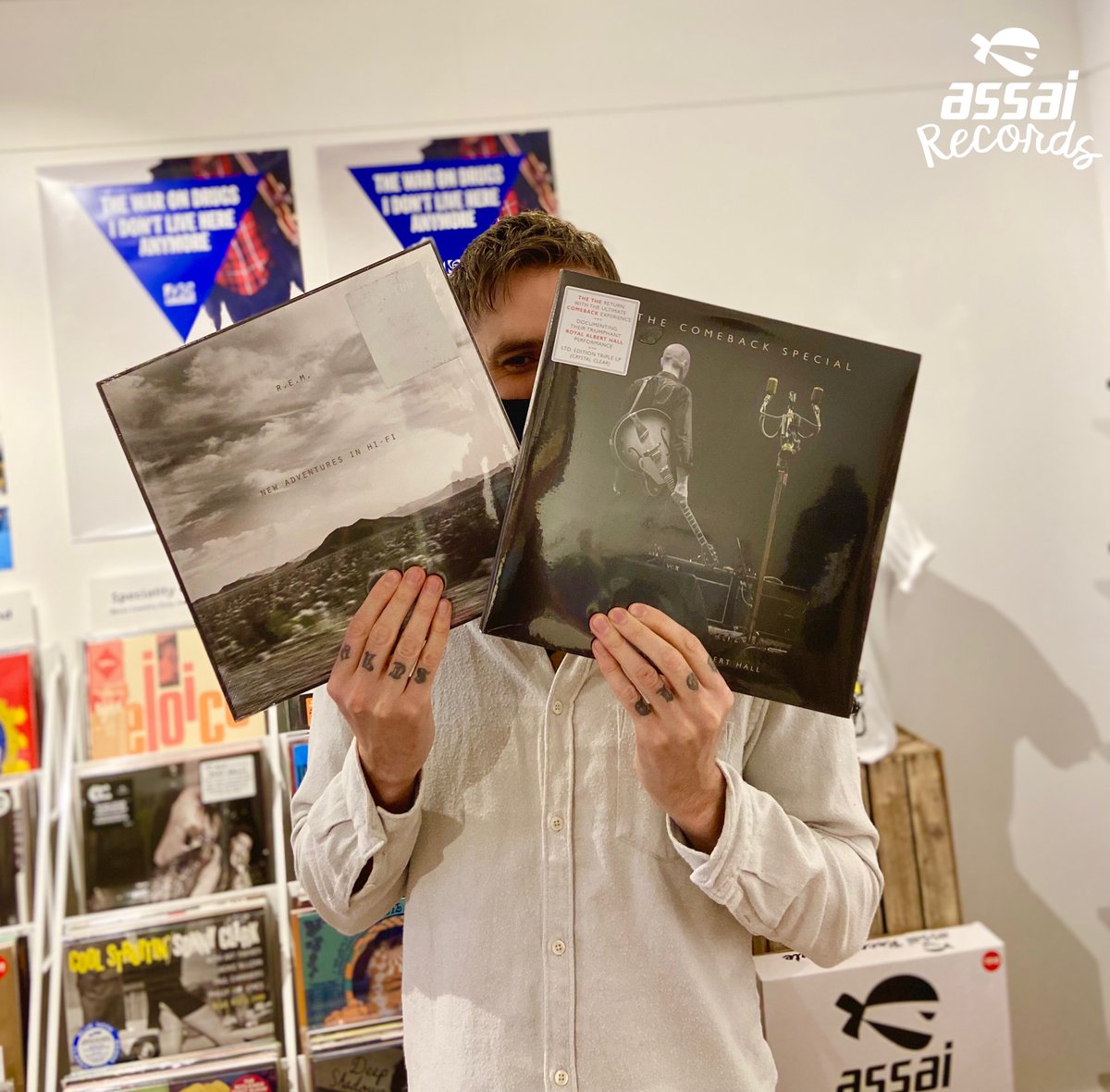Assai_UK's tweet photo. * R.E.M. &amp; THE THE RELEASES! * 

This cheeky monkey was buzzing to see new vinyl from his favourite artists out last week! 

@thethe 3 LP #ComebackSpecial Live release! 

And #REM with the #AdventuresInHiFi remastered 25th anniversary edition! 

https://t.co/rBCQsStNrl https://t.co/Naq6DxlSlG