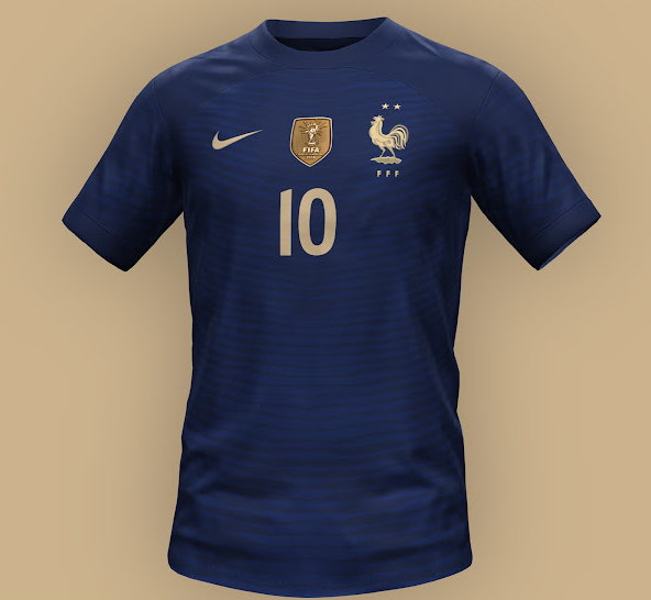 ActuFoot_'s tweet photo. Voici à quoi devrait ressembler le maillot de l'équipe de France pour la Coupe du monde 2022. 👕🇫🇷

📸 @Footy_Headlines https://t.co/fNnTROtNB6