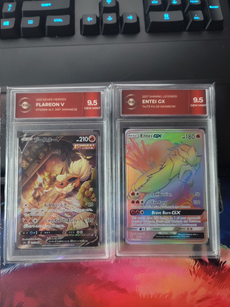 H_Houndoom91's tweet photo. @tgacards @aDrive_tK thank y'all for what y'all do these slabs are so beautiful and i can't wait for my friend in the UK to get his Entei GX and his first ever TGA Slab. https://t.co/XunDgXdi3b