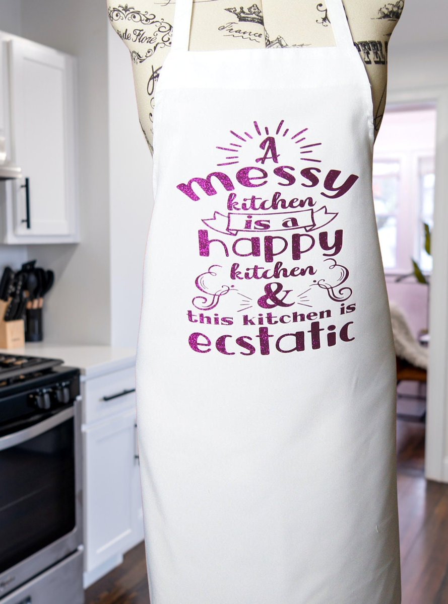 Excited to share the latest addition to my #etsy shop: Aprons for women/ Funny Apron for women / A Messy Kitchen Is A Happy Kitchen & This Kitchen Is Ecstatic Gift ideas etsy.me/3GCkg4e #white #polyester #purple #apronforwomen #funnyaprons #christmasgifts #kitc