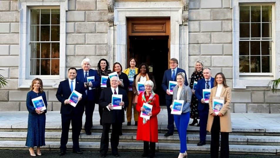 Alisoncowzer's tweet photo. At Leinster Hse today to launch our report with Ceann Comhairle ⁦@SOFearghail_TD⁩ on achieving  “a Family &amp; Inclusive Oireachtas” A big step to encourage  #morewomen to enter politics ⁦@women4election⁩ ⁦@NorahCasey⁩ ⁦@nealerichmond⁩ ⁦@Fiona_Kildare⁩ https://t.co/ltJLGrglUD
