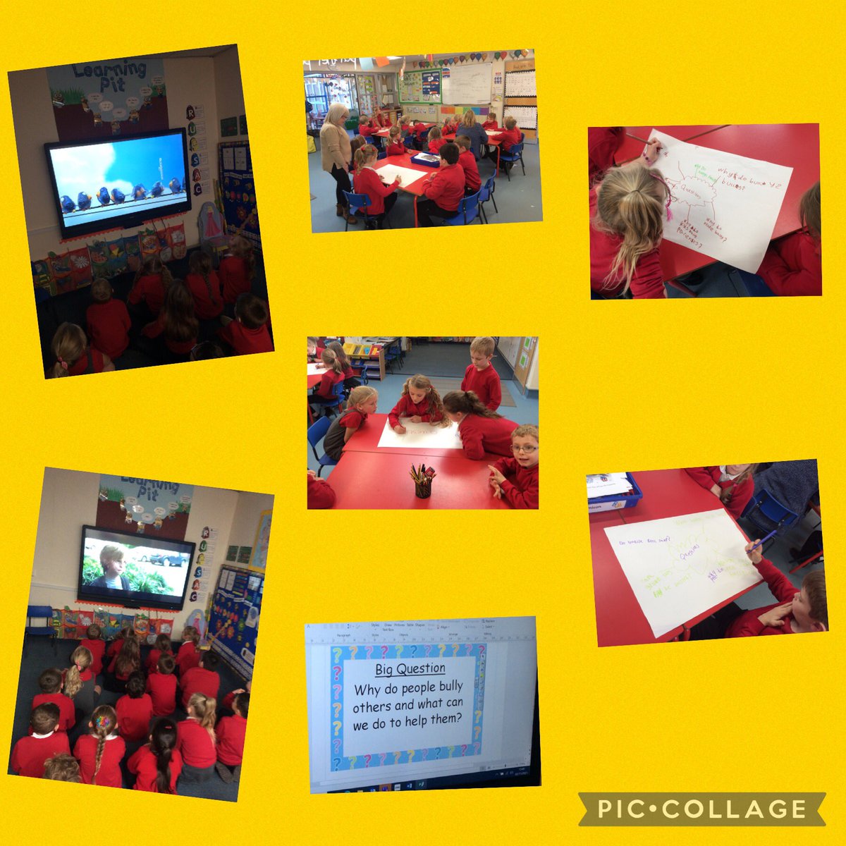 4SCWCPS's tweet photo. We began our new Inquiry by watching some movie clips and deciding on questions we’d like to find the answers to #antibullying #inquirybasedlearning https://t.co/fSL7DB3gJI