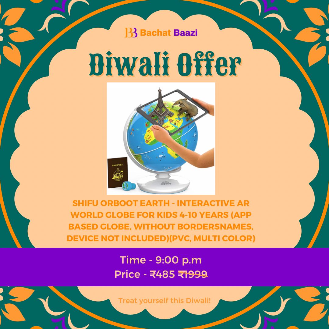 Shifu Orboot Earth - Interactive AR World Globe for Kids 4-10 Years (App Based Globe, without bordersnames, Device Not Included)(PVC, Multi color)  will be available at the lowest possible price at 9:00 PM⁠.⠀⠀
⠀⠀
Link in Bio⁠⠀⠀

#sale #salesalesale #offer #offersale