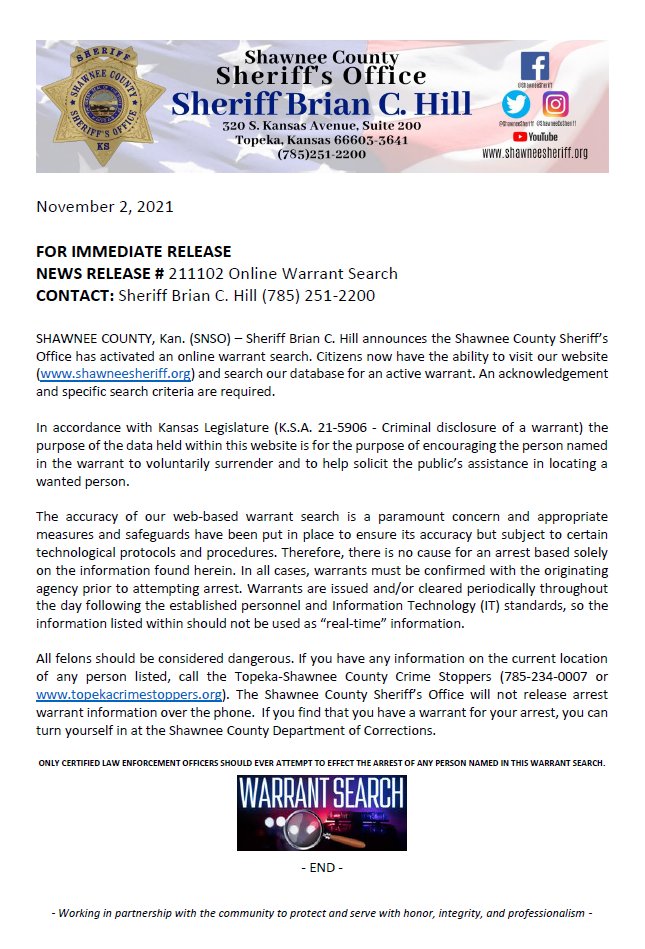 Shawnee Co. Sheriff tweet media