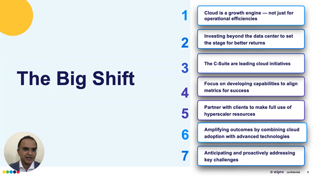 RT <a href="/IvanK_NH/">Ivan Kotzev</a>: Sudhir Kesavan Global Head, <a href="/Wipro/">Wipro</a> FullStride Cloud Services highlighting the 7 shifts in cloud adoption ⬇️
#WiproAnalystDay 
<a href="/WiproDOP/">Wipro Digital Operations and Platforms</a> <a href="/NHInsight/">NelsonHall</a>