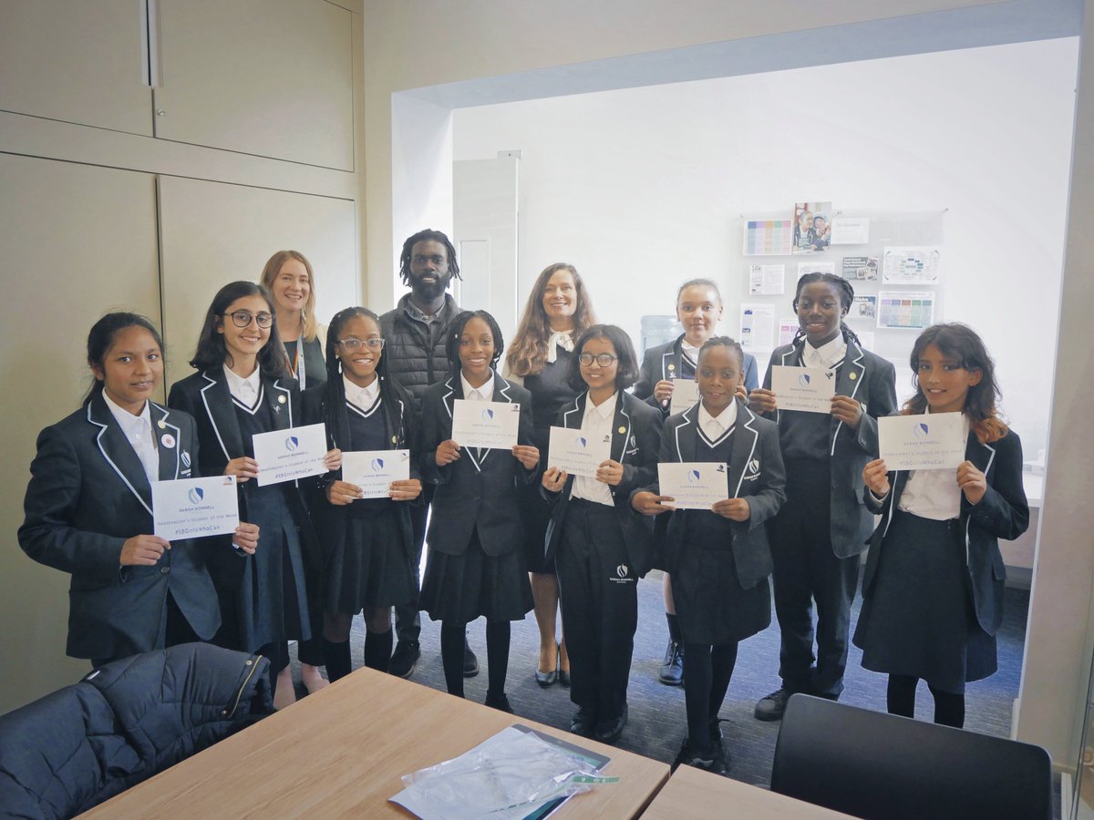 SBonnellSchool's tweet photo. A group of our YR7 students were nominated by their head of years for having great behaviour🎉. They were also invited by the head teacher to have their student voice heard and help towards better learning and #LifeAtSB. #SBGirlsWhoCan 😃 https://t.co/3JwE9WmVCM