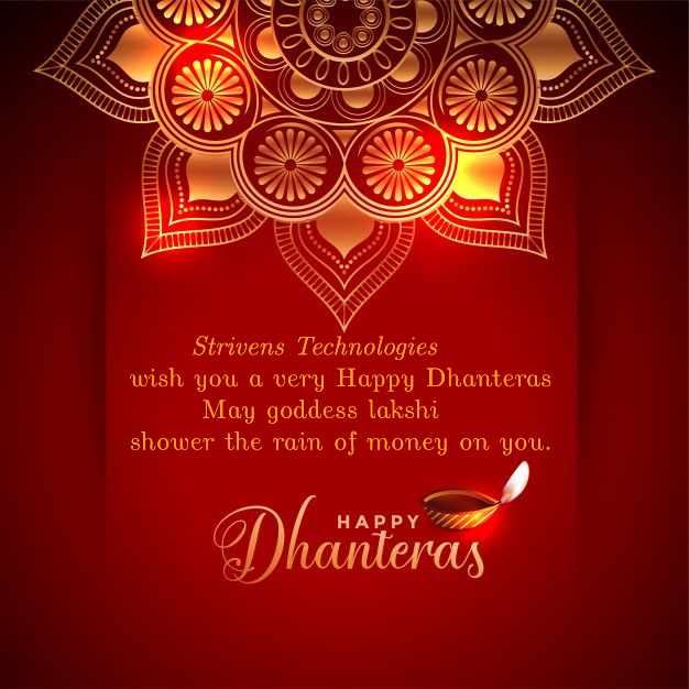 Strivenstech's tweet photo. Wishing everyone a very happy Dhanteras.
.
.
.
#Dhanteras2021 #Dhanteras #Diwali #strivenstechnologies https://t.co/sdo7SLF0DZ