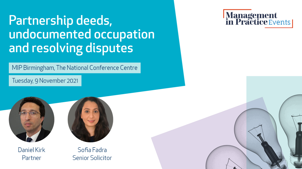 CAPSTICKSLLP's tweet photo. Dan Kirk and Sofia Fadra will be speaking on 'Partnership deeds, undocumented occupation and resolving disputes' at @GPpracticeMGMT's #ManagementinPractice conference for practice managers, #GP partners, PCNs and other #primarycare medical services. More: https://t.co/9ZfHgnfzii https://t.co/z2NoxagJzp