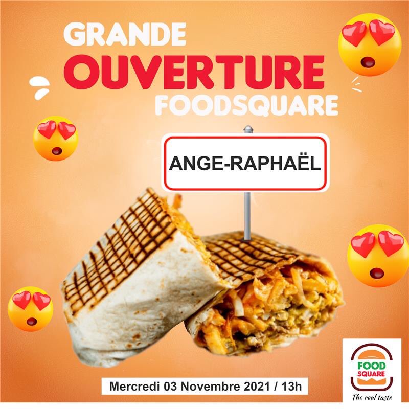food_square's tweet photo. Grande ouverture de Foodsquare Ange Raphaël, demain à 13h 🔥🔥
#foodsquare #fastfood #douala https://t.co/cd7hYE1L7J