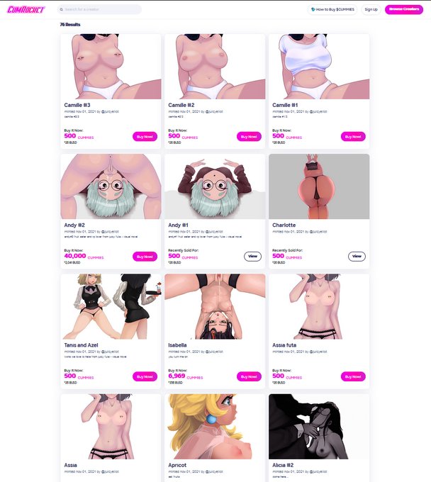 Listed on @CumRocketCrypto those 3 NFTs "Camille" serie and many more! Grad yours! 💜💜💜 https://t.co/WuMoBTle4v #NFT<a class="tags" href="/tag/cumrocketcrypto">@cumrocketcrypto</a><a href="/tag/nsfw"class="tags"><span>#nsfw</span></a><a href="/tag/nft"class="tags"><span>#nft</span></a><a href="/tag/cumrocketcrypto"class="tags"><span>#cumrocketcrypto</span></a>