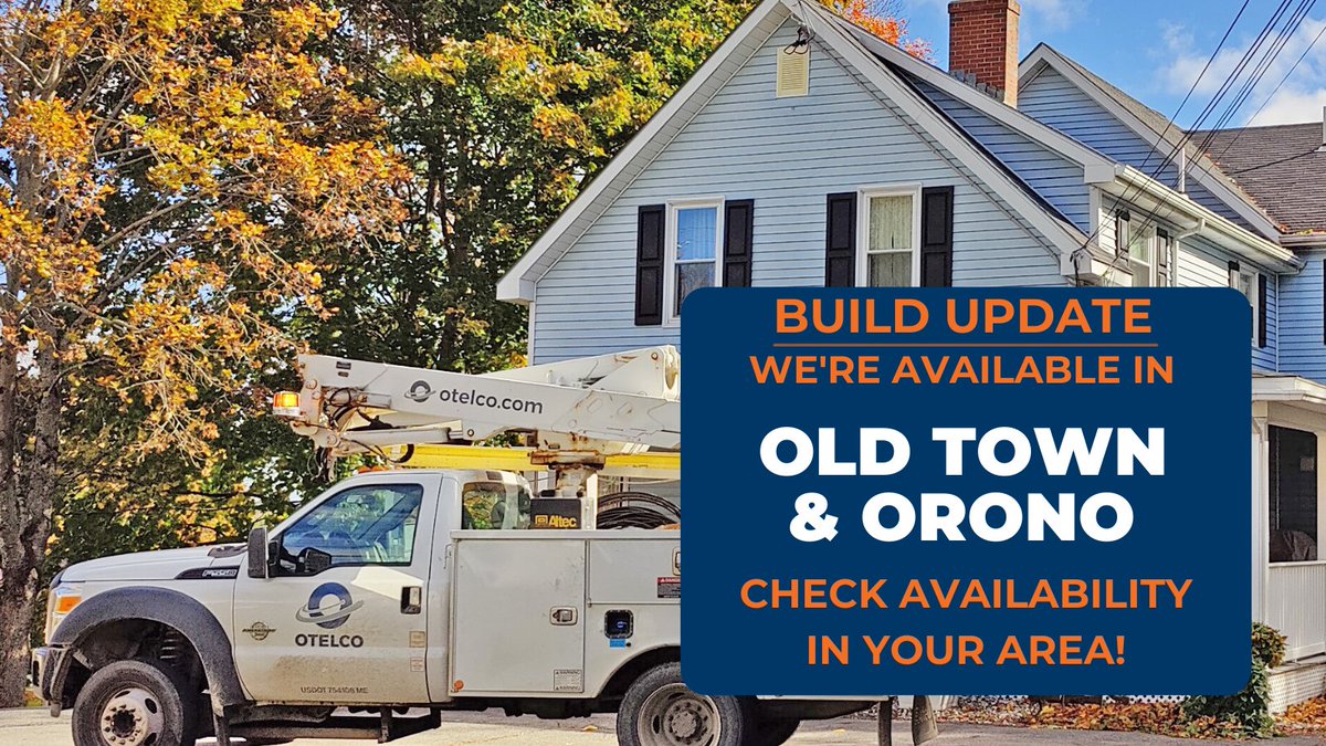 Great news! We are serviceable with our high speed fiber Internet in Old Town &amp; Orono! Be sure to check availability in your area for symmetrical gigabit speeds and to keep your home connected. hubs.ly/H0-nBR00